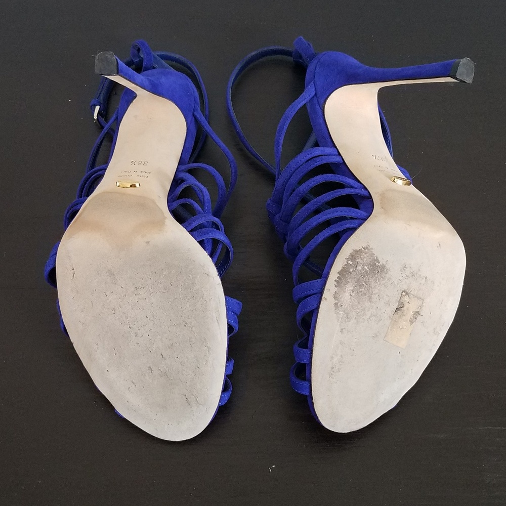 Sergio Rossi blue suede strappy sandals heels - Picture 5 of 6